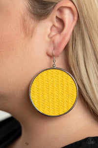 Wonderfully Woven - Yellow Earrings - Paparazzi Accessories