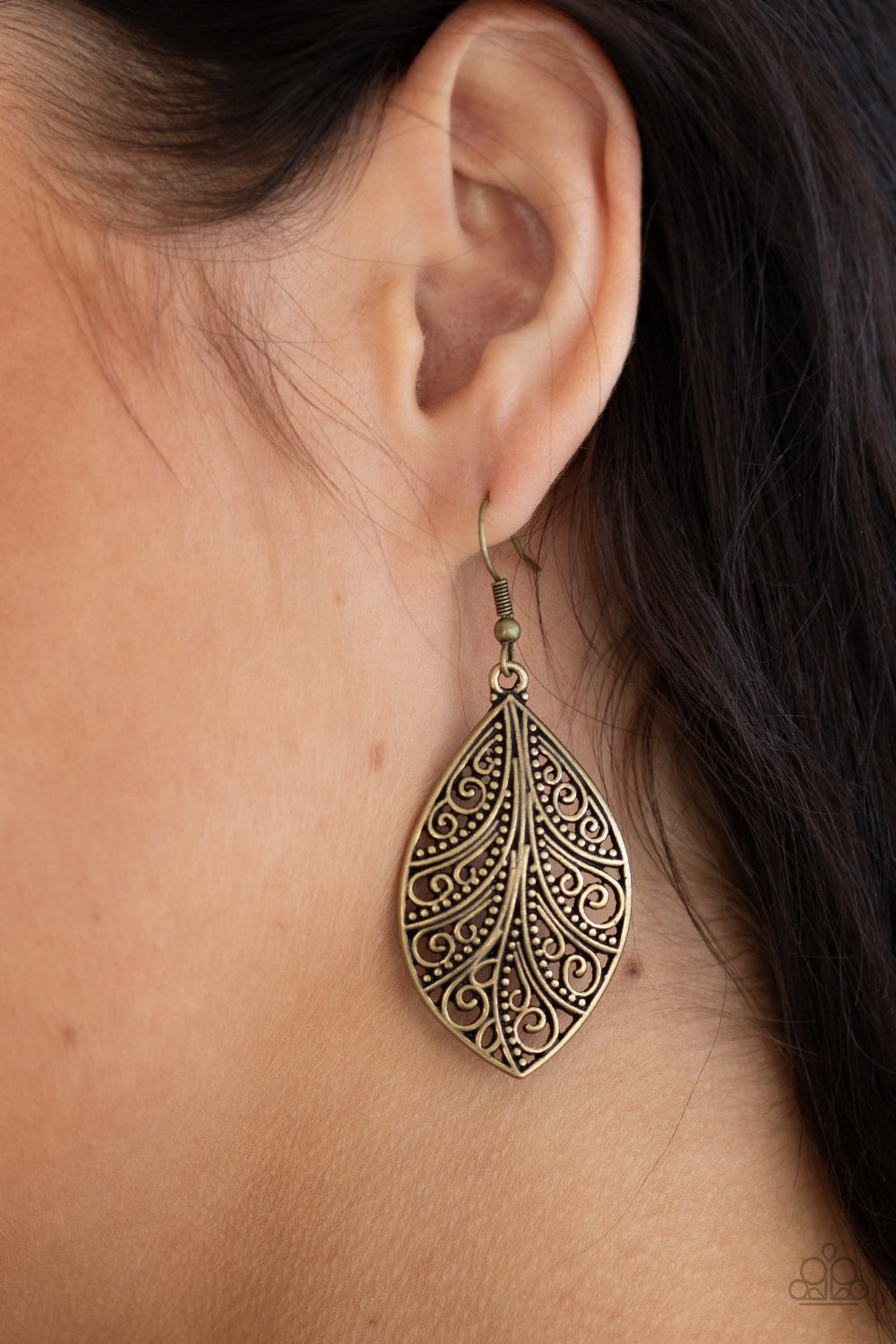One VINE Day - Brass Earrings - Paparazzi Accessories