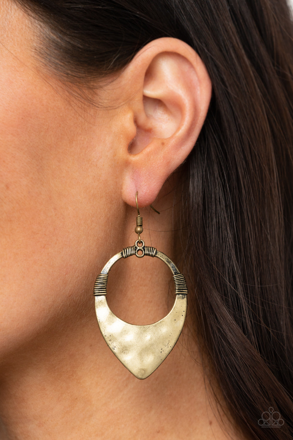 Instinctively Industrial - Brass Earrings - Paparazzi Accessories