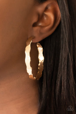 Exhilarated Edge - Gold Earrings - Paparazzi Accessories
