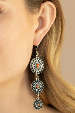 Festively Floral - Orange Earrings - Paparazzi Accessories