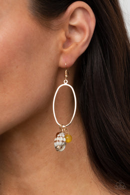 Golden Grotto - Yellow Earrings - Paparazzi Accessories