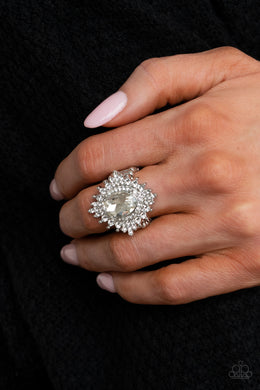 Five-Star Stunner - White Ring - Paparazzi Accessories
