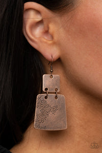 Tagging Along - Copper Earrings - Paparazzi Accessories