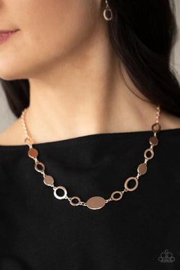 Working OVAL-time - Rose Gold Necklace - Paparazzi Accessories