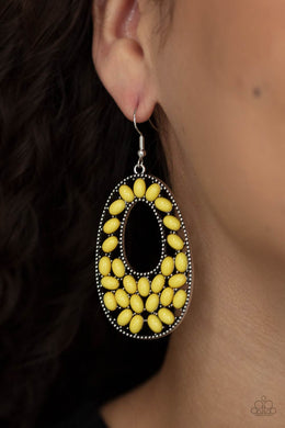 Beaded Shores - Yellow Earrings - Paparazzi Accessories