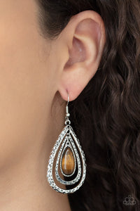 Teardrop Torrent - Brown Earrings - Paparazzi Accessories