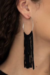 Flauntable Fringe - Black Earrings - Paparazzi Accessories
