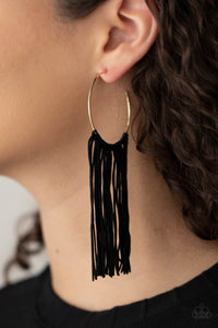 Flauntable Fringe - Gold Earrings - Paparazzi Accessories