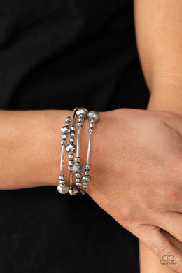 Showy Shimmer - Silver Bracelet - Paparazzi Accessories