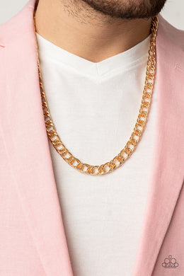 Ground Game - Gold Mens Necklace - Paparazzi Accessories