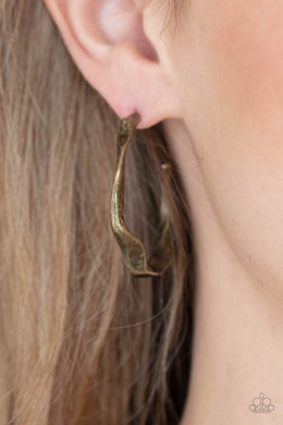 Coveted Curves - Brass Earrings - Paparazzi Accessories