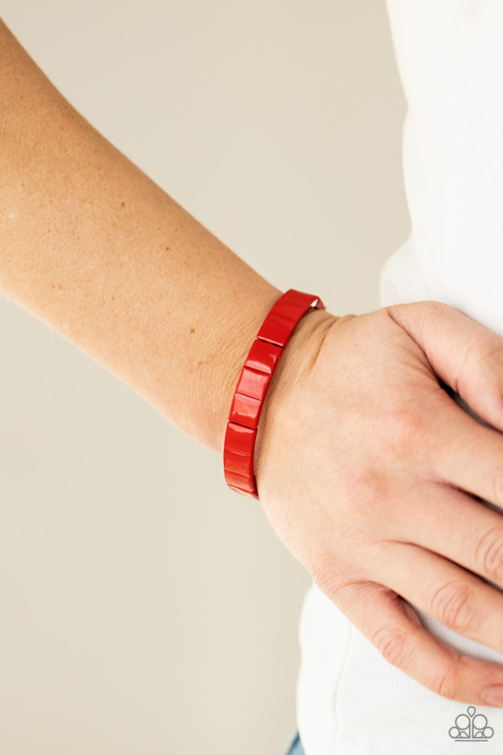Material Movement - Red Bracelet - Paparazzi Accessories