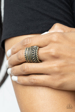 Stacked Odds - Brass Ring - Paparazzi Accessories