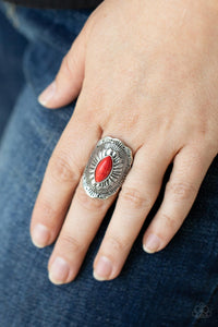 Ornamental Allure - Red Ring - Paparazzi Accessories