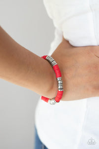 Stacked In Your Favor - Red Bracelet - Paparazzi Accessories