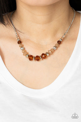 Turn Up The Tea Lights - Brown Necklace - Paparazzi Accessories
