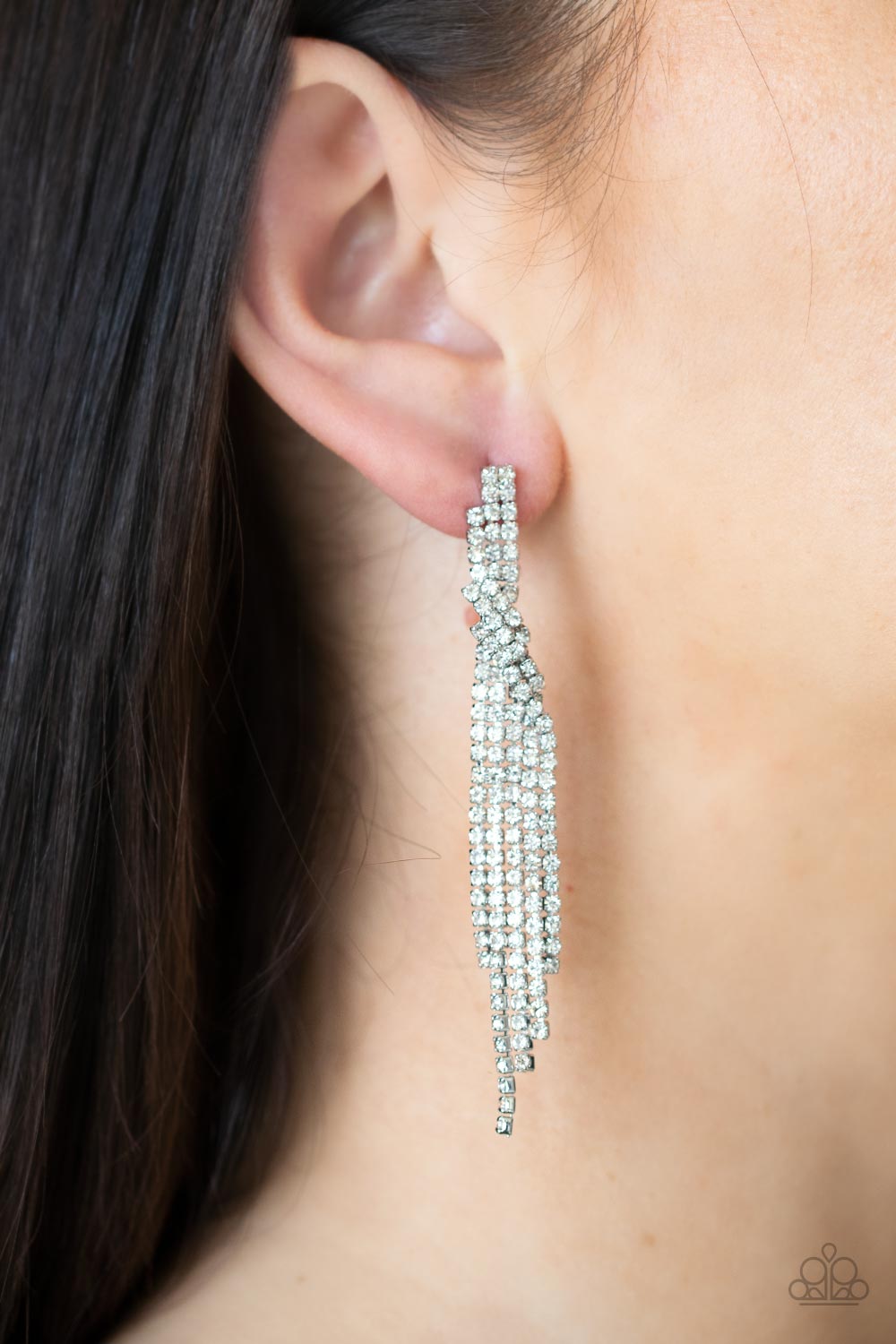 Cosmic Candescence - White Post Earrings - Paparazzi Accessories