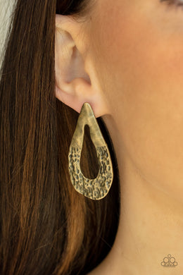 Industrial Antiquity - Brass Post Earrings - Paparazzi Accessories
