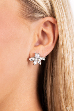 Stellar Showcase - White Post Earrings - Paparazzi Accessories