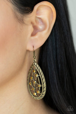 Industrial Incandescence - Brass Earrings - Paparazzi Accessories