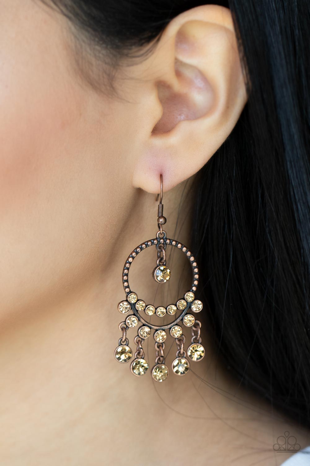 Cosmic Chandeliers - Copper Earrings - Paparazzi Accessories