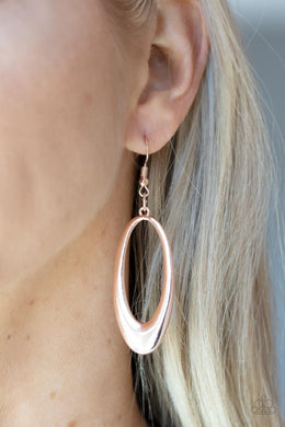 OVAL The Hill - Rose Gold Earrings - Paparazzi Accessories