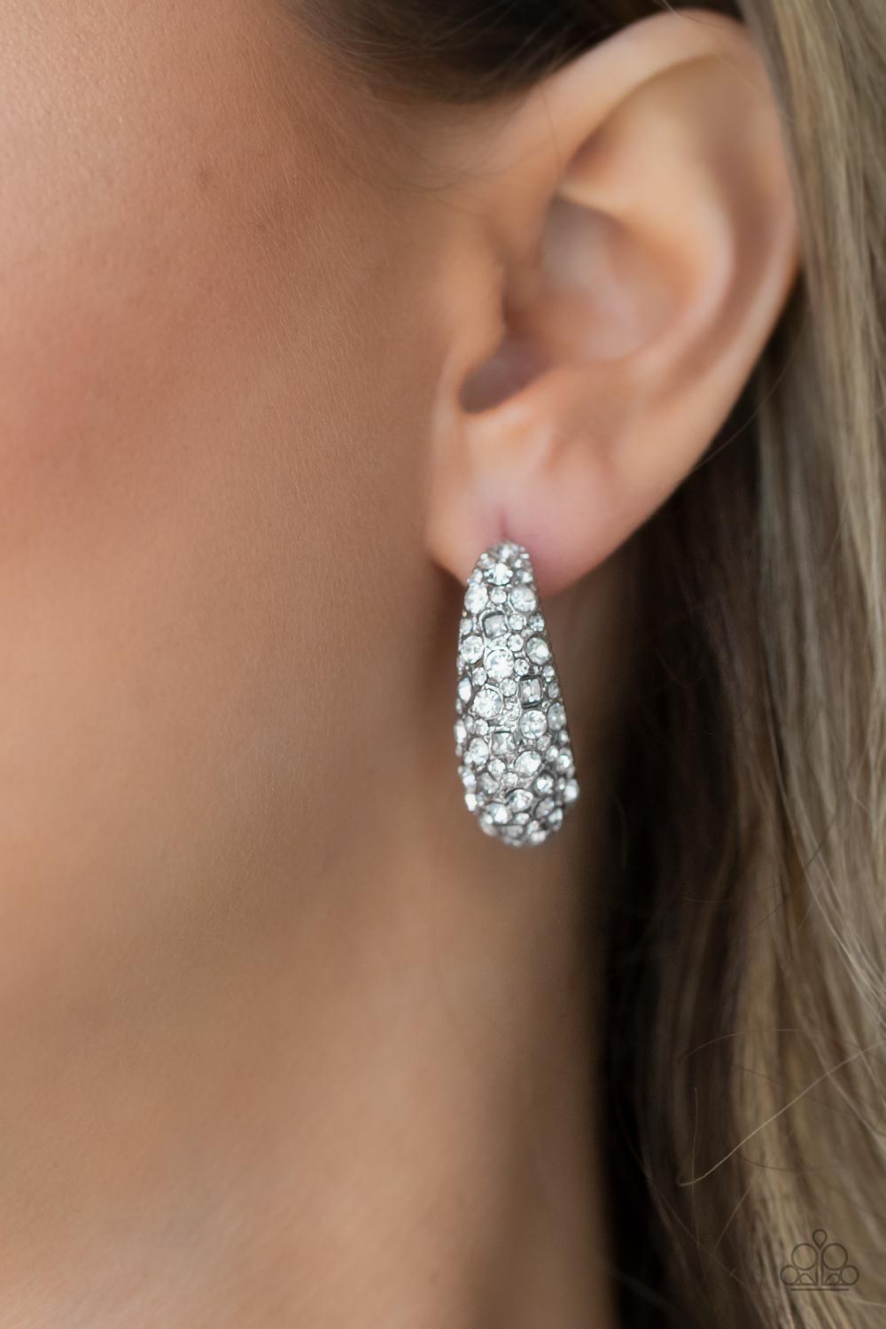 Glamorously Glimmering - White Earrings - Paparazzi Accessories