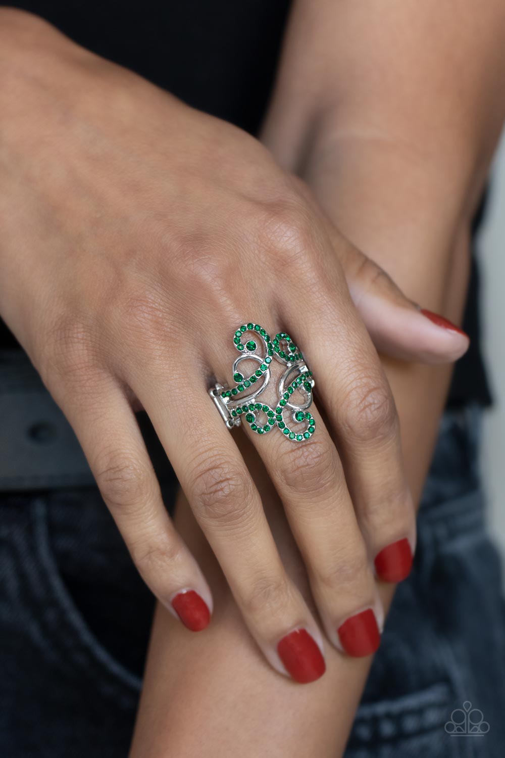Billowing Beauty - Green Ring - Paparazzi Accessories