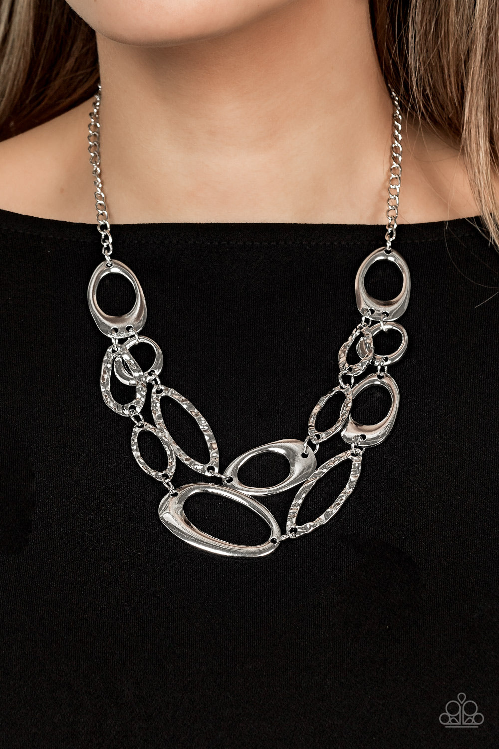 Game OVAL - Silver Necklace - Paparazzi Accessories