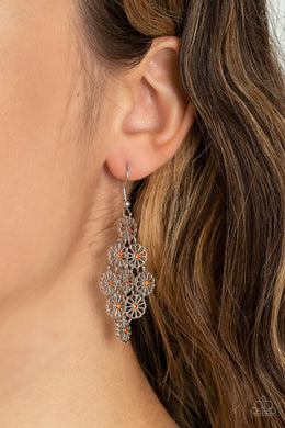 Bustling Blooms - Orange Earrings - Paparazzi Accessories