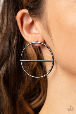 Dynamic Diameter - Black Post Earrings - Paparazzi Accessories