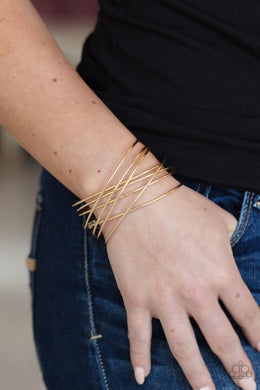 Strike Out Shimmer - Gold Bracelet - Paparazzi Accessories