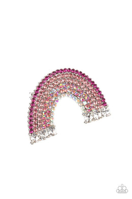 Somewhere Over The RHINESTONE Rainbow - Pink Hair Clip - Paparazzi Accessories