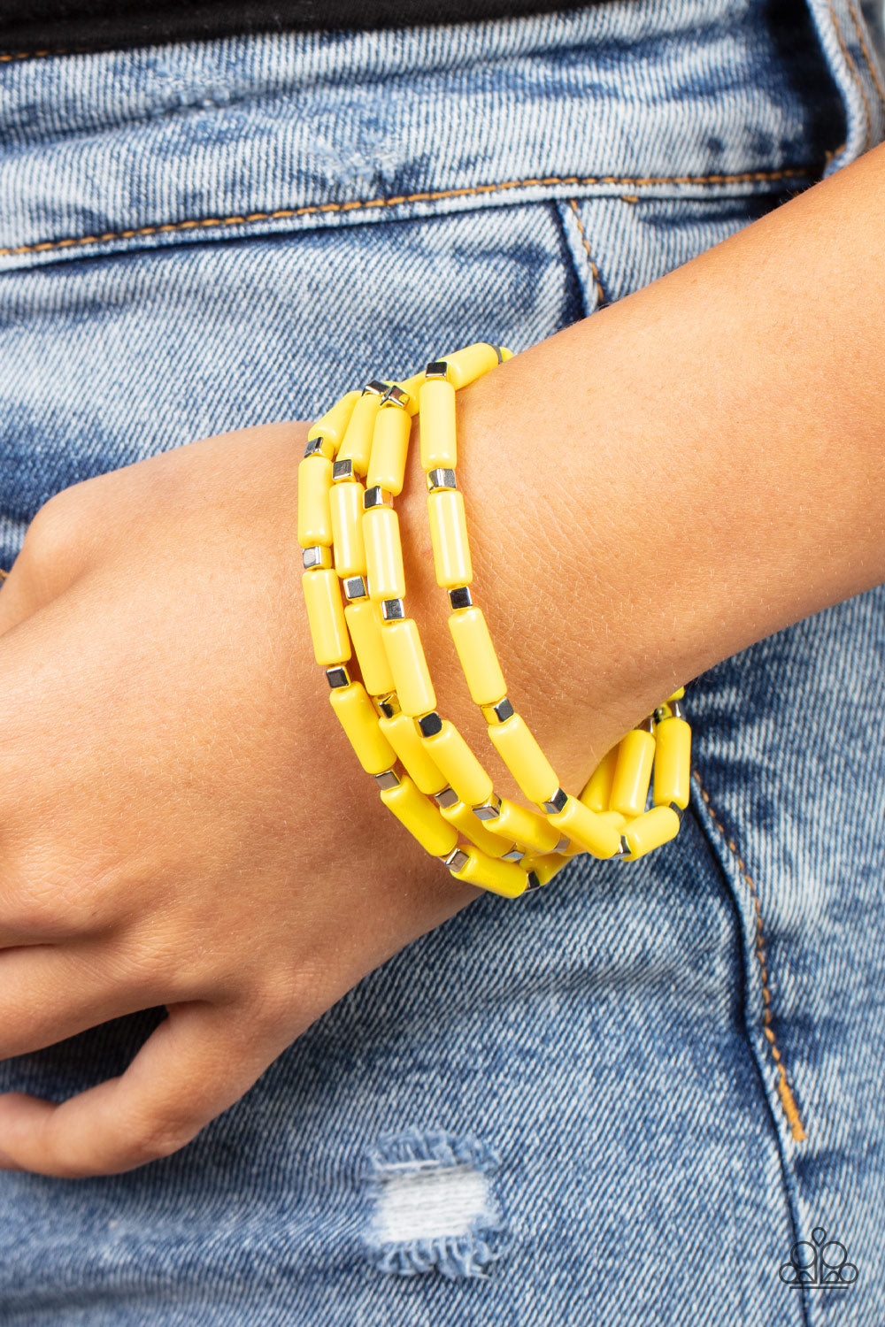 Radiantly Retro - Yellow Bracelet - Paparazzi Accessories