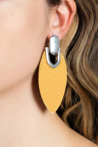 Wildly Workable - Yellow Post Earrings - Paparazzi Accessories