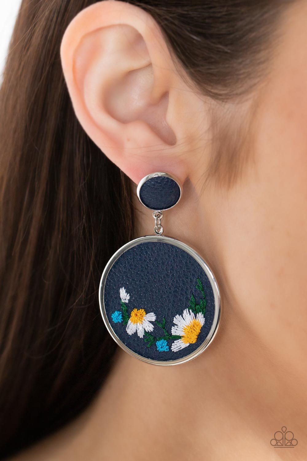 Embroidered Gardens - Blue Post Earrings - Paparazzi Accessories