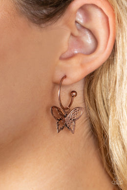 Butterfly Freestyle - Copper Earrings - Paparazzi Accessories