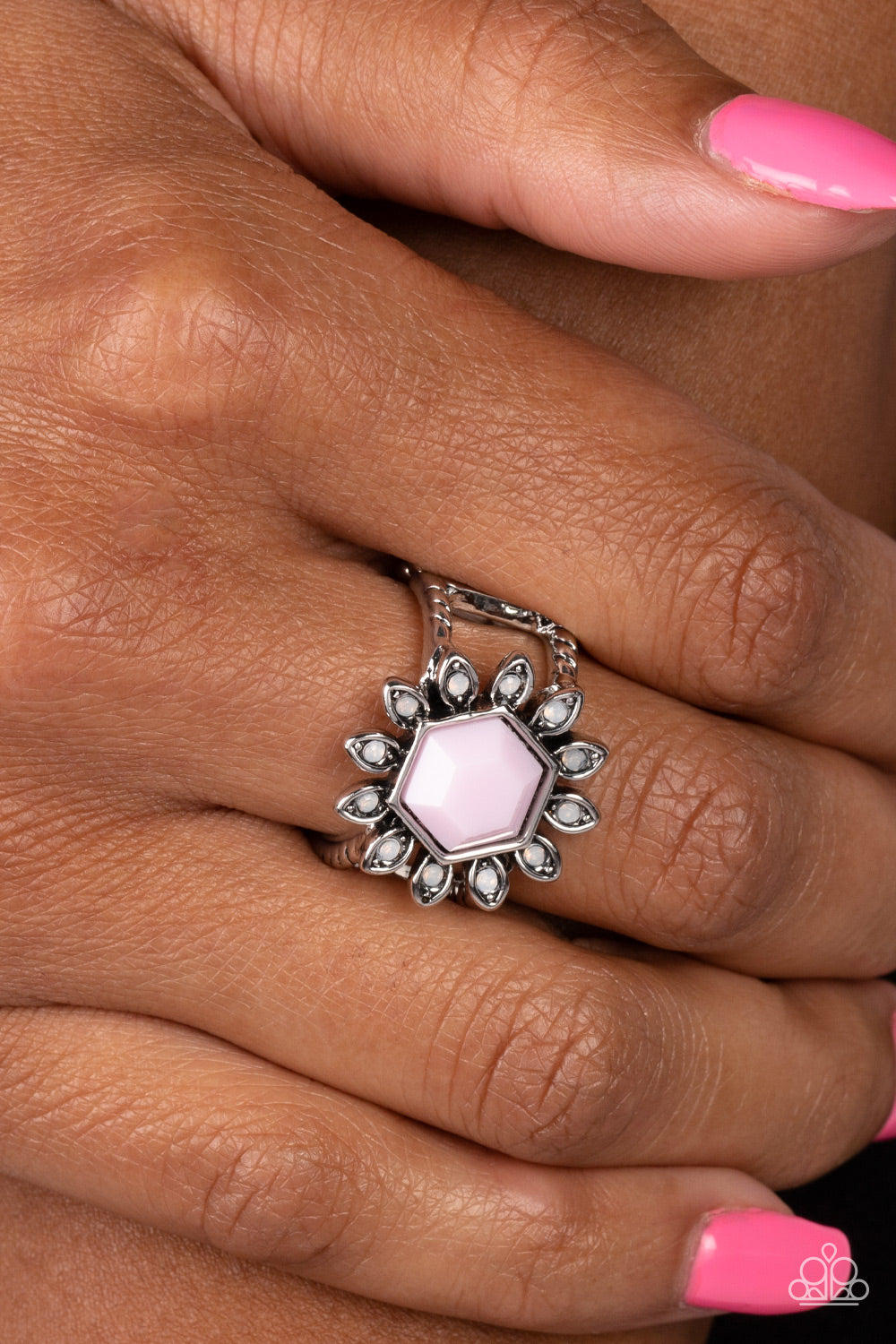 Wonderfully Wallflower - Pink Ring - Paparazzi Accessories