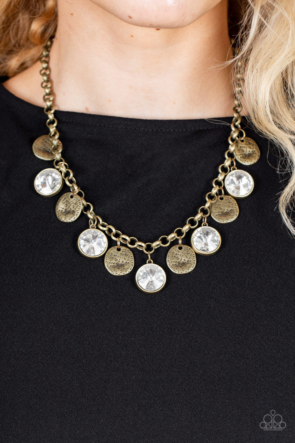 Spot On Sparkle - Brass Necklace - Paparazzi Accessories