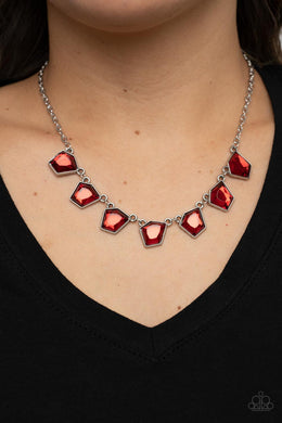 Experimental Edge - Red Necklace - Paparazzi Accessories