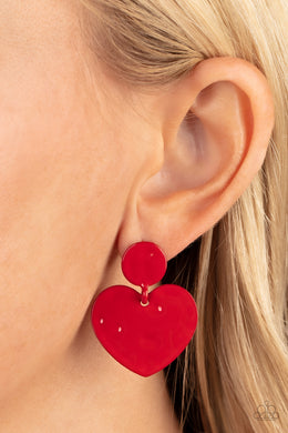 Just a Little Crush - Red Post Earrings - Paparazzi Accessories