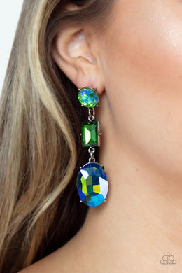 Extra Envious - Green Post Earrings - Paparazzi Accessories