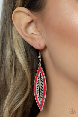 Leather Lagoon - Red Earrings - Paparazzi Accessories