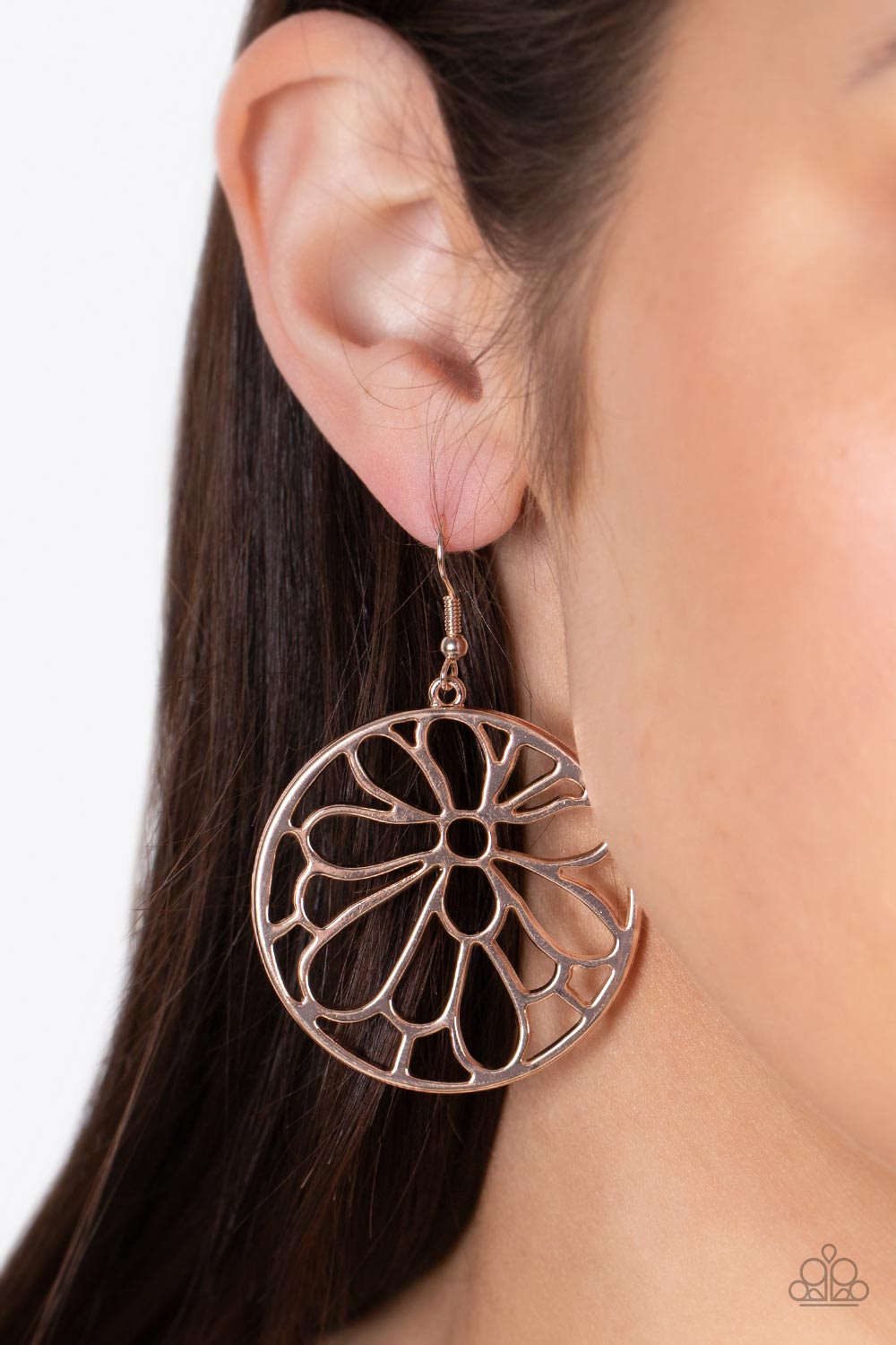 Glowing Glades - Rose Gold Earrings - Paparazzi Accessories