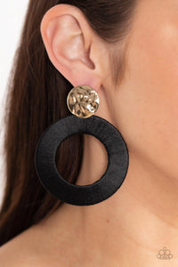 Strategically Sassy - Black Post Earrings - Paparazzi Accessories