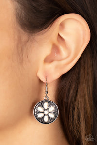 Saguaro Spring - White Earrings - Paparazzi Accessories