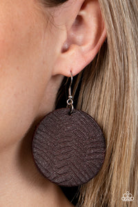 Leathery Loungewear - Brown Earrings - Paparazzi Accessories