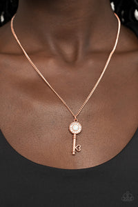 Prized Key Player - Copper Necklace - Paparazzi Accessories