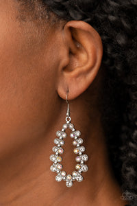 Its About to GLOW Down - White Earrings - Paparazzi Accessories